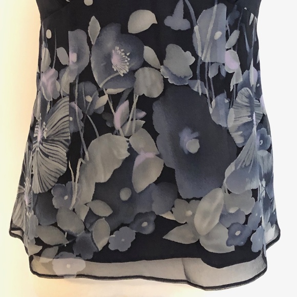 Like-New Navy Rebecca Taylor Silk Sweetheart-Top - Picture 5 of 10